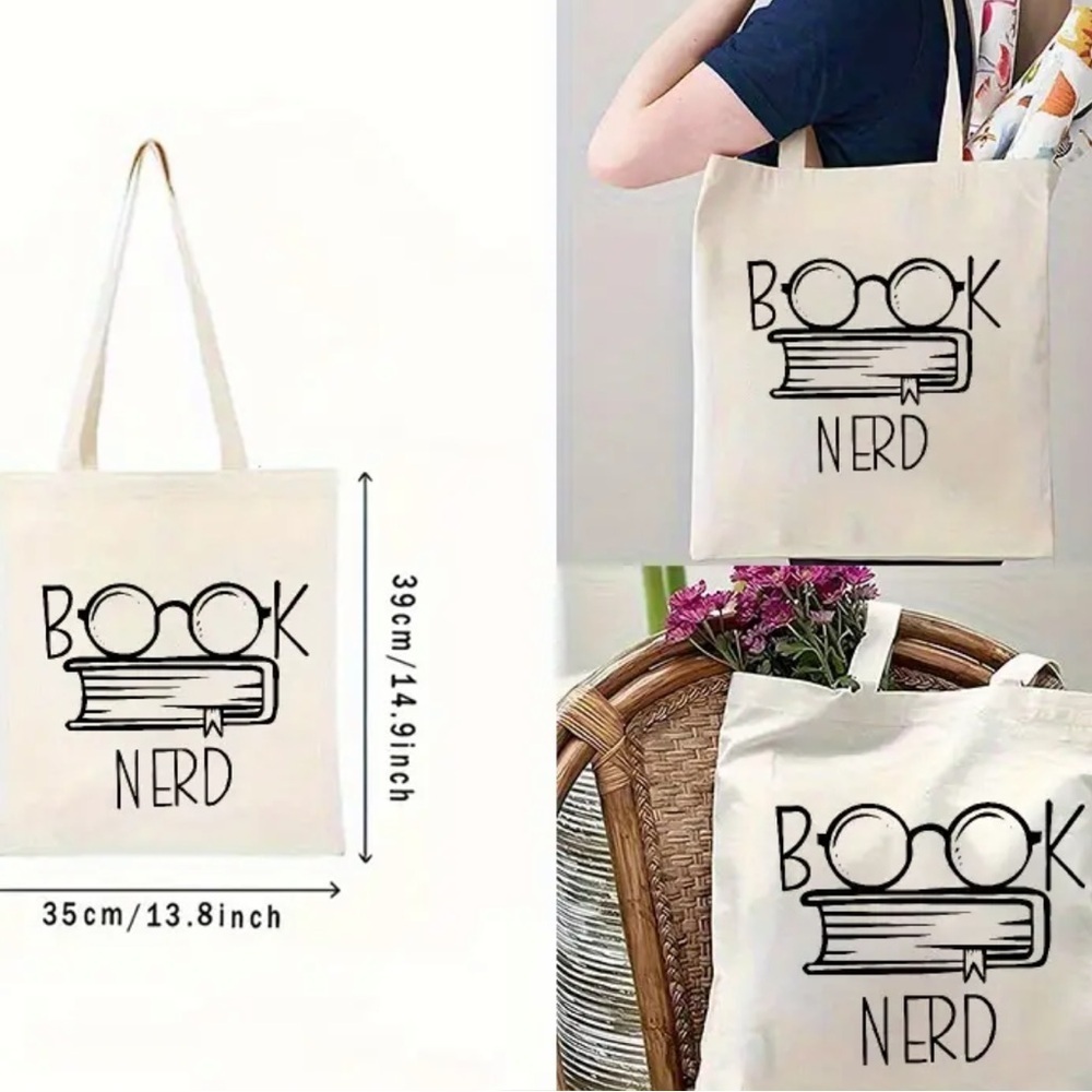 Minimalist Book Nerd tote! - Picture 2 of 2